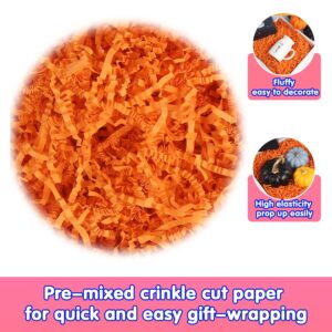 LOMIMOS 250g/8.8oz Halloween Orange Raffia Paper Confetti Shred,for Gift Wrapping Craft DIY Packaging Filling Party Decoration