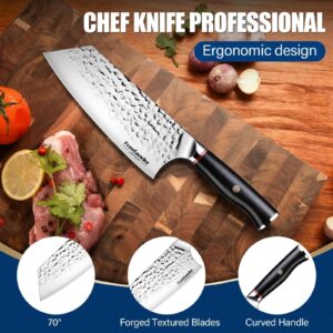 Freelander Chef Knife, 7.72 Inch High Carbon Meat Cleaver Knife, Professional Japanese Stainless Steel Knife for Meat and Vegetables - Ergonomic Handle for Home and Kitchen