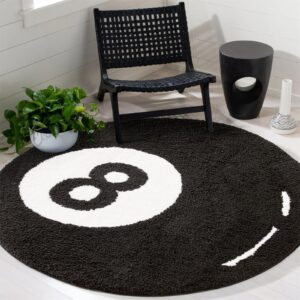 Estmy Black 8 Ball Rug, Cute Unique Cool Fun 3ft Round Area Rugs for Bedroom Bathroom Living Room Dorm Non Slip Washable Funky Aesthetic Bedroom Accent Floor Carpet, Funny Gift for Billiards Lovers