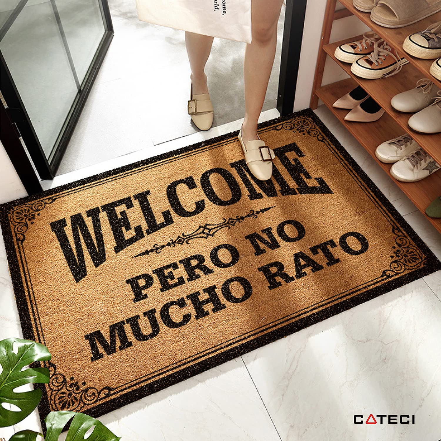 Coteci Welcome Doormats Funny Welcome Pero No Mucho Rato Mats Rubber Non Slip Backing Machine Washable Entry Rug for Front Door Garden/Kitchen/Bedroom, 20*32IN/50*80CM