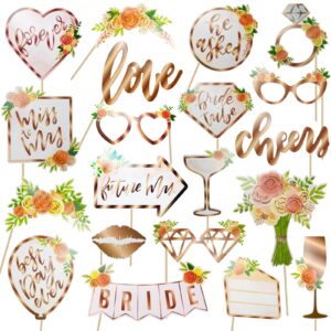 wedding bridal shower photo booth props, 20 pieces rose gold bachelorette party decorations, wedding party photobooth props, wedding bridal shower bachelorette party supplies, bride to be photo props