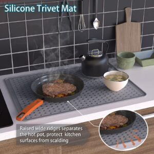 Silicone Stove Top Covers For Electric Stove, 31x21 inch Silicone Stove Top Protector, Flat Electric Stove Top Cover, Glass Top Stove Cover Protector to Prevent Scratching -Grey