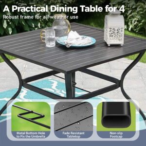 SUNSHINE VALLEY Patio Dining Sets for 5 Pcs,Metal Frame Outdoor Furniture Lawn Garden,Patio Dining Sets,4 Stable Outdoor Dining Red Chairs Square Dining Table.