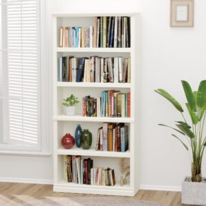 Bevfint 70 in Tall Bookcase, White Bookshelf Open Storage 5 Tier Shelves, 33 inch Wide Floor Standing Bookshelves, Book Case for Home School Library Office Bedroom Kids, White