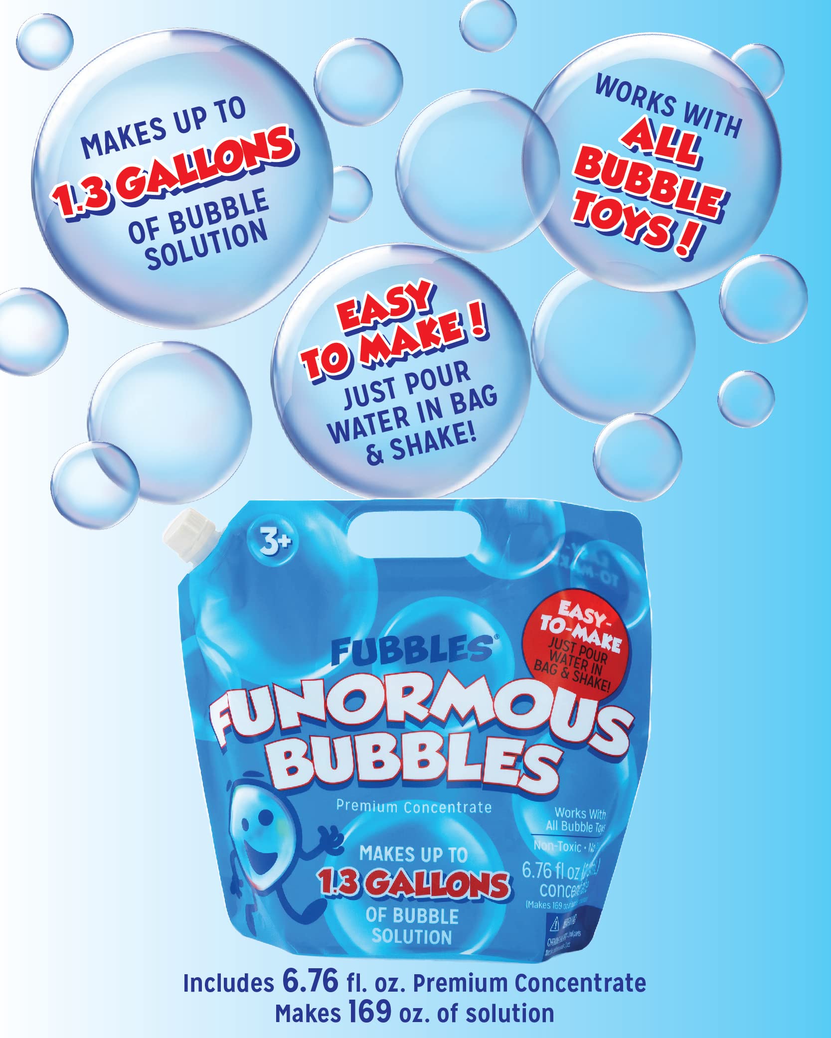 Little Kids Bubbles by Fubbles| Bubble Solution Refill | 169oz Non Toxic Bubble Solution | Bubble Concentrated for Bubble Machine, Bubble Juice Refills