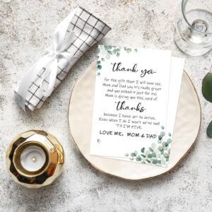 Harloon 50 Set Baby Shower Thank You Cards with Envelopes Stickers Thank You Gifts for Baby Shower Winter Greenery Dinosaur Baby Shower Thank You Prefilled Note(Greenery)