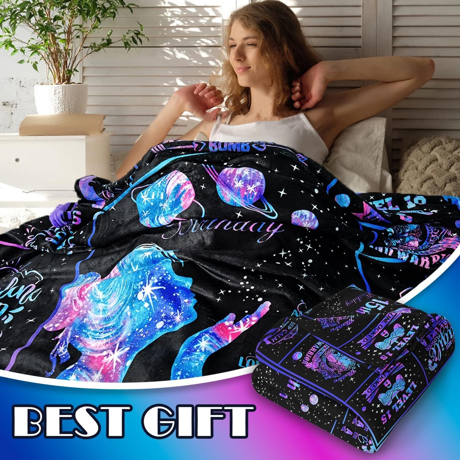 Dulkjio Gifts for 15 Year Old Girl, Quinceanera Gifts, 15 Year Old Girl Gift Ideas, Birthday Gift for 15 Years Old Girl, 15th Birthday Gifts for Teen Girls, 15 Year Old Girl Gift Throw Blanket 60"X50"