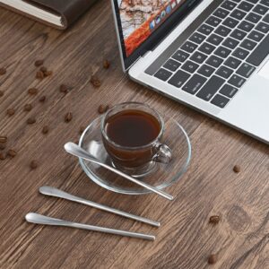 5Inch/12.8cm Coffee Stirrers Spoon,Silver Stainless Steel 304# Coffee Stir Sticks,Round Solid Handle Cocktail Beverage Iced Tea Stirring Stick,Drink Mixing Spoon,Set of 4