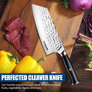 Freelander Chef Knife, 7.72 Inch High Carbon Meat Cleaver Knife, Professional Japanese Stainless Steel Knife for Meat and Vegetables - Ergonomic Handle for Home and Kitchen