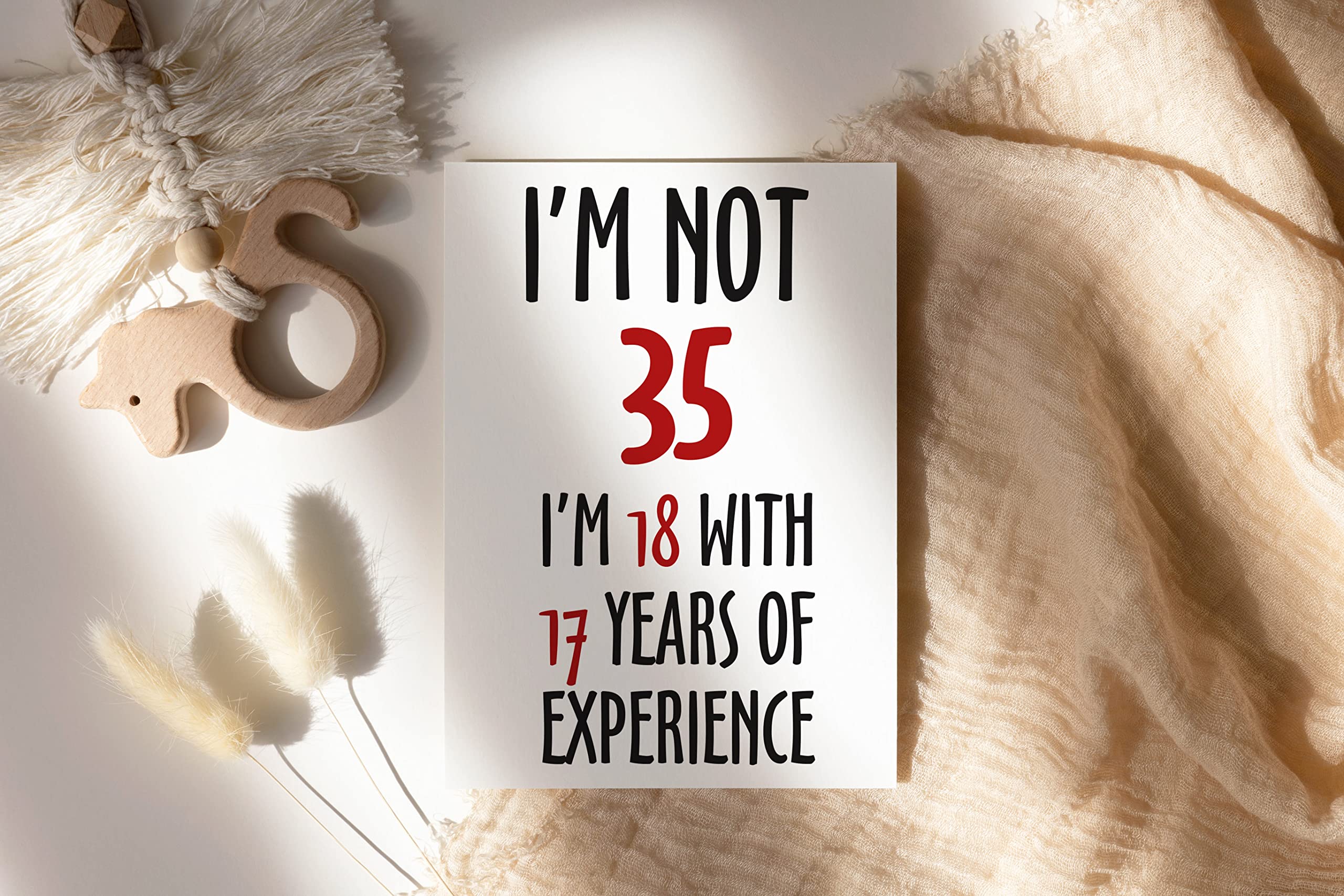 LissiArt97 Not 35 I'm 18 With 17 Years Experience Card - 35Th Birthday Card For Men Women - Mom Dad Grandma Grandpa - Humour Joker Card - Funny Birthday Card - Greeting Card