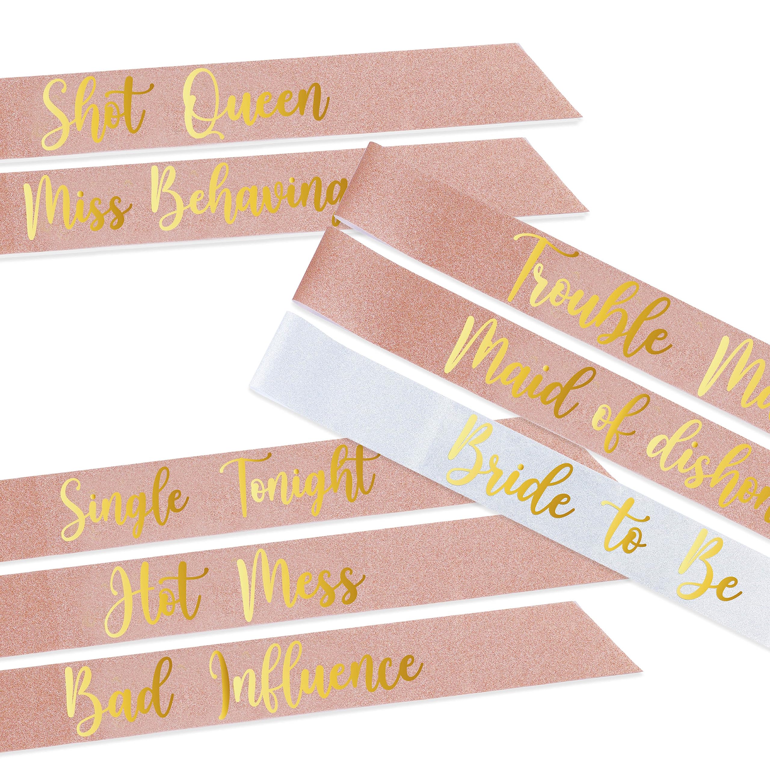 Bride/Bridesmaid sash(8 Pack) Glitter sash, Team Bride sash,Bachelorette sash Set for Bridesmaids,Maid of Honor, Bridal Shower and Hen Party Decorations, Favors,Accessories and Supplies, to be Bride