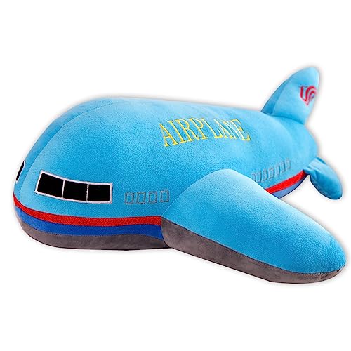 AUCOOMA Stuffed Airplane Plush Toys Blue Plane Pillow,Gifts for Kids Adults 15.7 inches