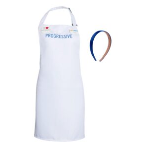 voread white apron for halloween costume with button nametag and headband (white)