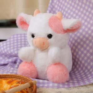 GracesDawn Cow Plush Toy, Plush Pillow Cow Toy, Palm Cows Plush Stuffed Animal Toy, Cartoon Cute Pink Cow Plush Toy, 7.8 inches high