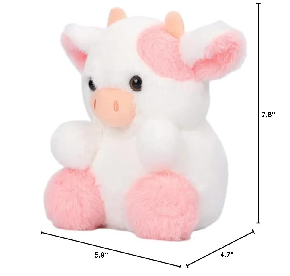 GracesDawn Cow Plush Toy, Plush Pillow Cow Toy, Palm Cows Plush Stuffed Animal Toy, Cartoon Cute Pink Cow Plush Toy, 7.8 inches high