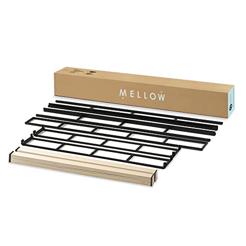 MELLOW 7.5 Inch Metal Box Spring Mattress Foundation with Wood Slats and Fabric Cover, King, White