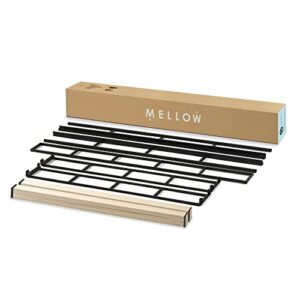 MELLOW 7.5 Inch Metal Box Spring Mattress Foundation with Wood Slats and Fabric Cover, Queen, White