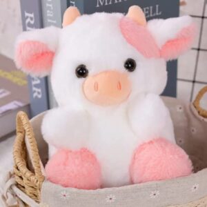 GracesDawn Cow Plush Toy, Plush Pillow Cow Toy, Palm Cows Plush Stuffed Animal Toy, Cartoon Cute Pink Cow Plush Toy, 7.8 inches high