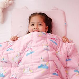 insugar weighted blanket, 36”x 48”,5lbs, cooling heavy throw blanket,soft and cozy weighted blanket for bedding, pink unicorn