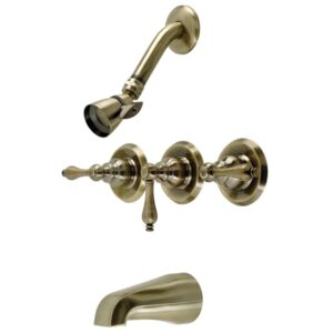 Kingston Brass Magellan Three-Handle Tub and Shower Faucet Oil Rubbed Bronze Oil Rubbed