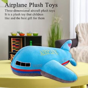 AUCOOMA Stuffed Airplane Plush Toys Blue Plane Pillow,Gifts for Kids Adults 15.7 inches