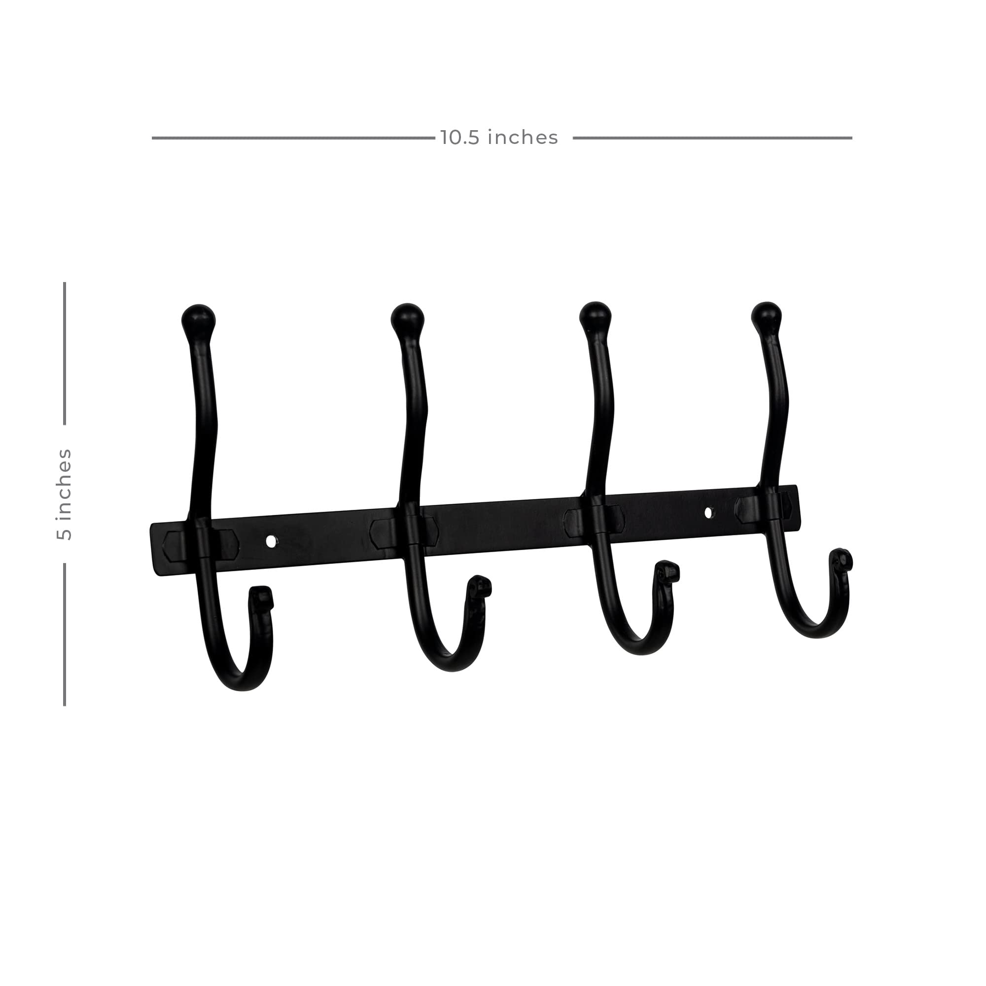 Stratton Home Decor Modern Functional Hook Rack Farmhouse Black Metal Wall Hooks - Smooth Matte Finish