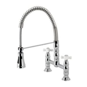 Kingston Brass Heritage Two-Handle Deck-Mount Pull-Down Sprayer Kitchen Faucet Antique Brass Antique