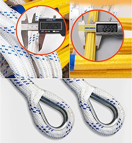 Flame Resistant Emergency Fire Safety Evacuation Ladder,Emergency Fire Escape Ladder Flame Resistant Safety Extension Rope Ladder with 2 Hooks,Homes Reusable Compact & Portable External Ladder