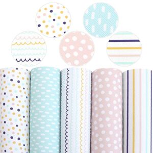 david accessories dots stripe faux leather fabric sheets kinds of synthetic leather fabric assorted 5pcs 7.7" x 12.9" (20 cm x 33 cm) for diy earrings bows (dots-stripe)