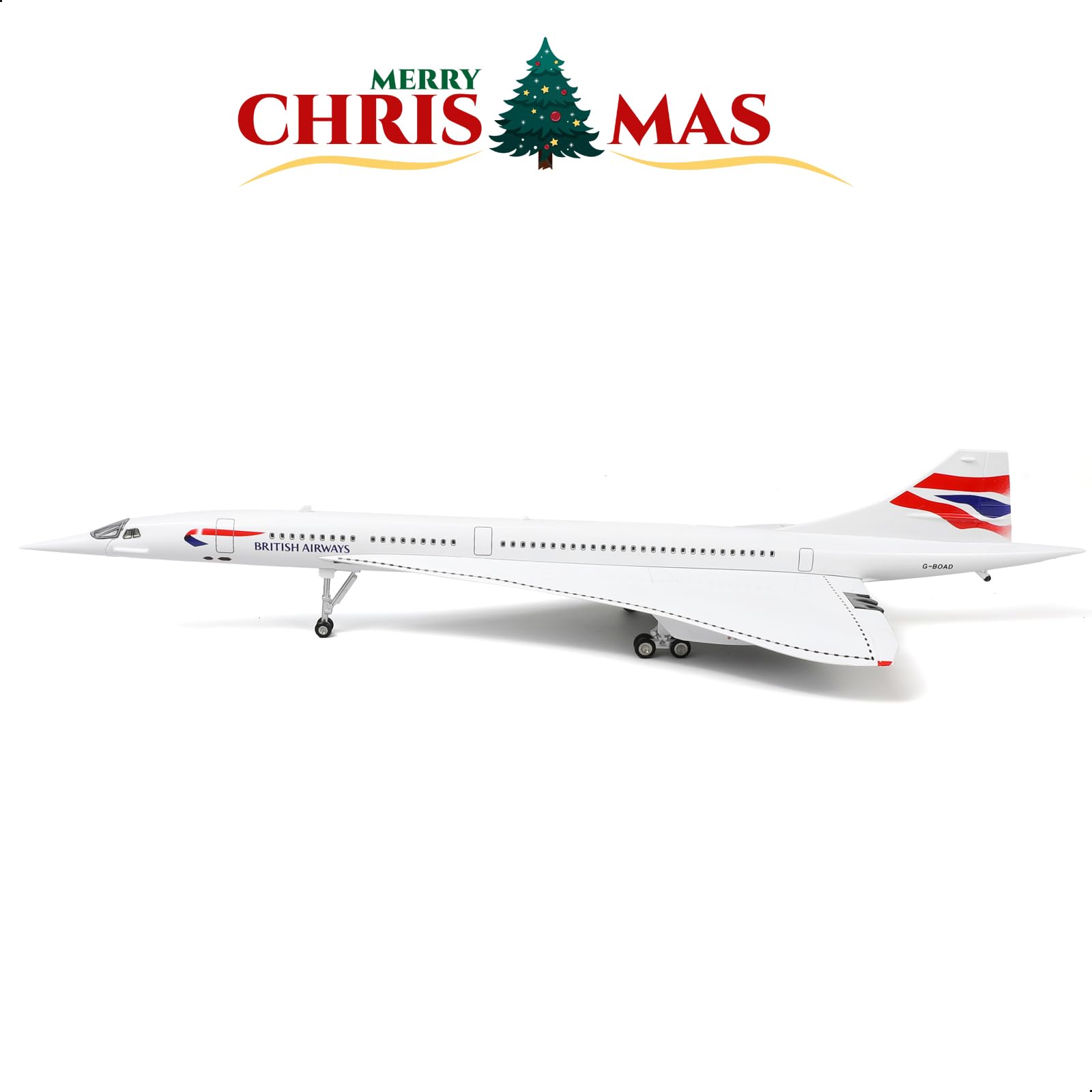 NUOTIE 1:125 Concorde Airplane Model Pre-Build Diecast Aircraft Model Kits Aircraft Simulation Model Display Model Collection or Gift(British Airways)