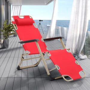 Magshion Folding Reclining 3-Position Patio Chairs Outdoor Chaise Lounge Chairs Patio Furniture Folding Portable Outside Recliner Chair for Poolside Backyard and Beach, 300 lbs (Red)