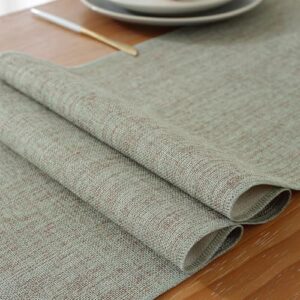 Laolitou Green Table Runners 72 Inches Long for Home Decor, Boho Farmhouse Spring Table Runner, Burlap Linen Style Rustic Dining Table Decor Long, 13x72 Inches, Sage Green