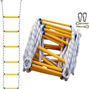 Flame Resistant Emergency Fire Safety Evacuation Ladder,Emergency Fire Escape Ladder Flame Resistant Safety Extension Rope Ladder with 2 Hooks,Homes Reusable Compact & Portable External Ladder