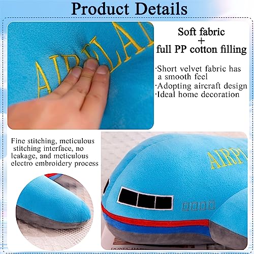 AUCOOMA Stuffed Airplane Plush Toys Blue Plane Pillow,Gifts for Kids Adults 15.7 inches