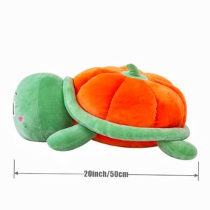 XIYUAN Stuffed Pumpkin Turtle Plush Toy, 20 inch Turtle Stuffed Animal, Turtle Plush Cuddly Soft Pillow, Marine Stuffed Animal, Turtle Plush Pillow（Orange）