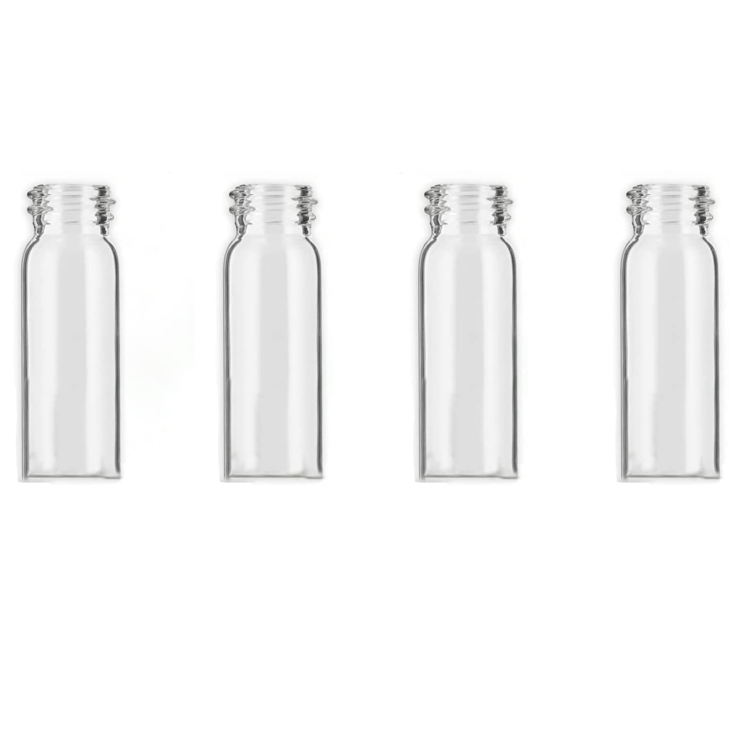 iSnuff Sample Bottle - 5ml Clear Glass with Screw Cap Lid and Scoop - Refillable for Travel, Preservation, Test Container for Spice and Small Items - 4 Pack