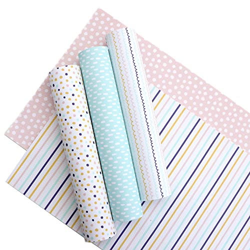 David accessories Dots Stripe Faux Leather Fabric Sheets Kinds of Synthetic Leather Fabric Assorted 5Pcs 7.7" x 12.9" (20 cm x 33 cm) for DIY Earrings Bows (Dots-Stripe)