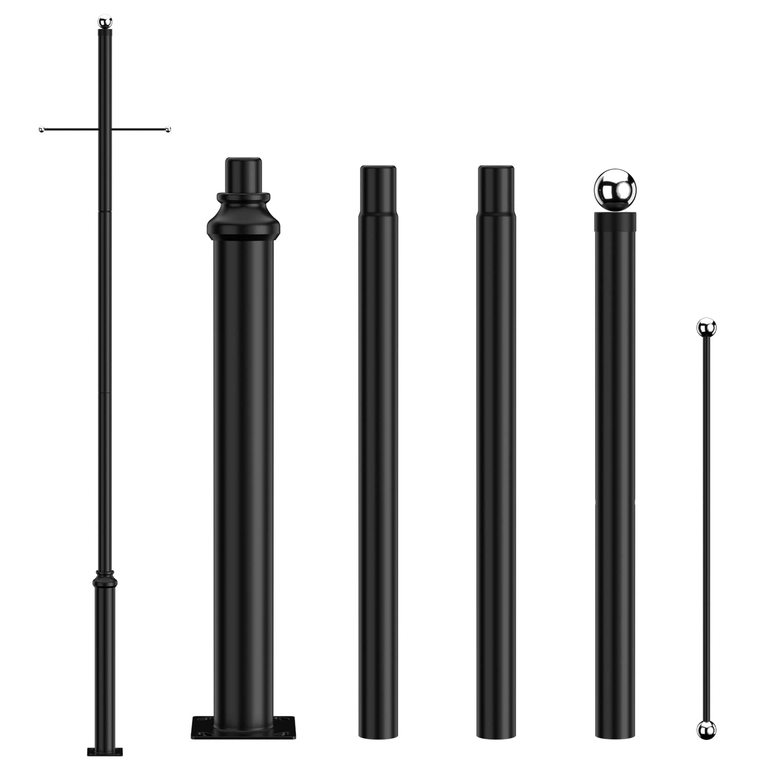 Bettyliss Outdoor Street Light Pole, Black Metal LED Light Mounting Pole for Exterior House Porch Deck Yard (13.3FT Pole)