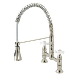 Kingston Brass Heritage Two-Handle Deck-Mount Pull-Down Sprayer Kitchen Faucet Antique Brass Antique