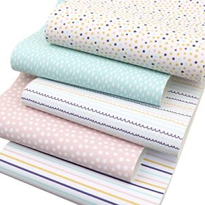 David accessories Dots Stripe Faux Leather Fabric Sheets Kinds of Synthetic Leather Fabric Assorted 5Pcs 7.7" x 12.9" (20 cm x 33 cm) for DIY Earrings Bows (Dots-Stripe)