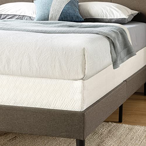 MELLOW 7.5 Inch Metal Box Spring Mattress Foundation with Wood Slats and Fabric Cover, King, White