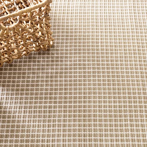 Dash and Albert Gridiron Indoor/Outdoor Area Rug - 8' x 10' Wheat Checkerboard Handwoven Accent Rug - Durable, Fade Resistant, High Traffic Friendly