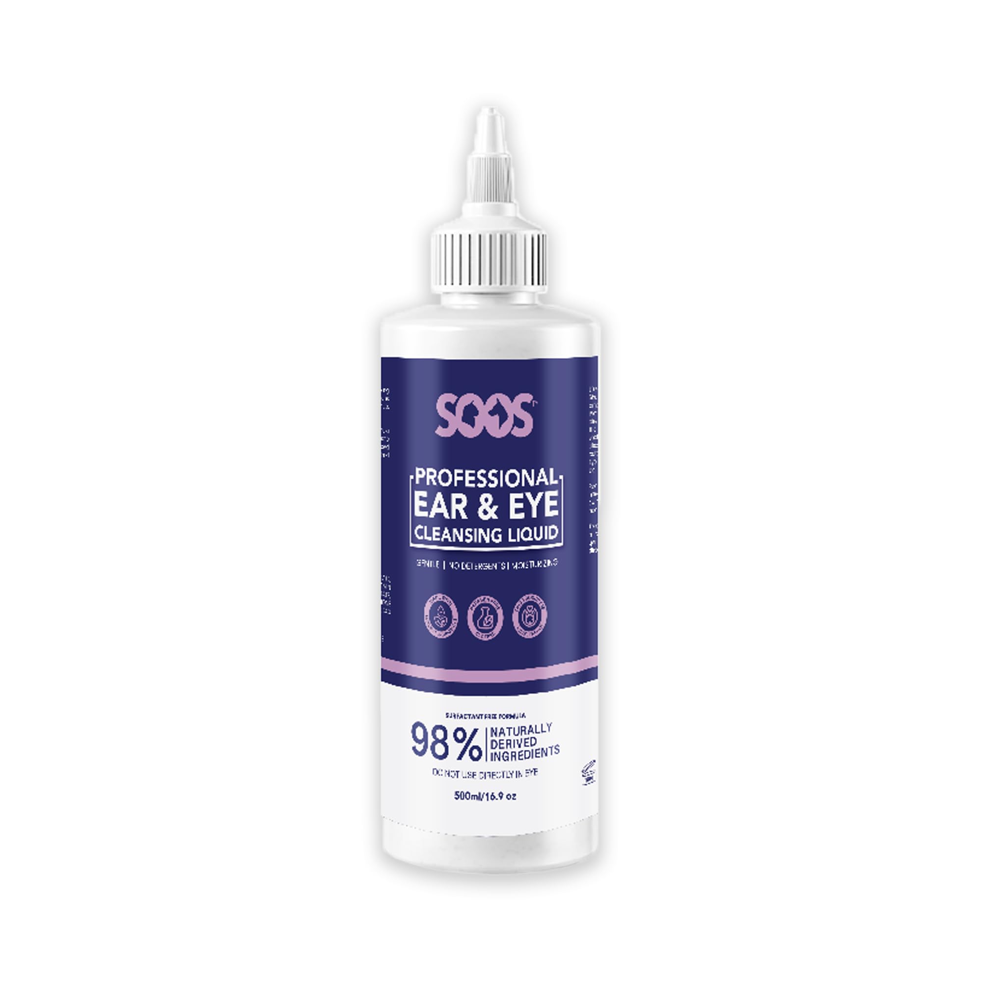 SOOS Pet Natural Ear and Eye Cleansing Liquid for Dogs and Cats Perfect All-in-one Solution Cleaner for Safely and Effectively Cleaning Your Dog Ears and Eyes - 1x 500ml