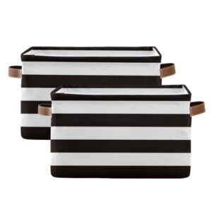 storage bins 2 pack white black stripe fabric storage basket for organizing closet shelf organizer basket with handles