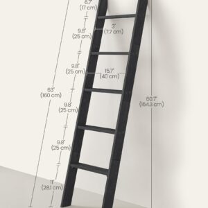 VASAGLE Blanket Ladder Decorative Farmhouse for The Living Room, 5-Tier Ladder Shelf, Ladder Rack for Storage and Decor, Ebony Black ULLS018B56