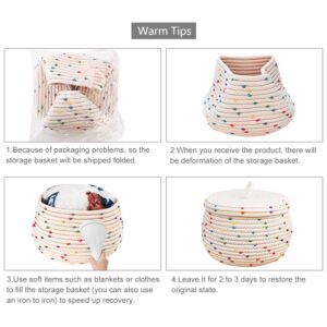 BOOMLATU Weave Rope Round Storage Basket with Lid,Cute Small Basket Idea for Organizing and Storing (Style 8)