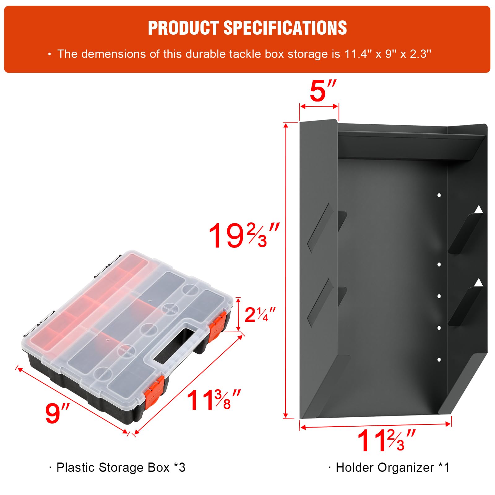 Hanging Tote Kit for Van Shelving Storage,3 Plastic Storage Box with accompanied bya Convenient Set of Hanging Organizer Holders Specialized Storage for Small Parts, Screws, and Hardware