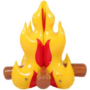 toyvian inflatable campfire camping prop, camping party campfire party scene decoration 18 inches vivid blow up campfire for indoor camping sleepovers scene settings