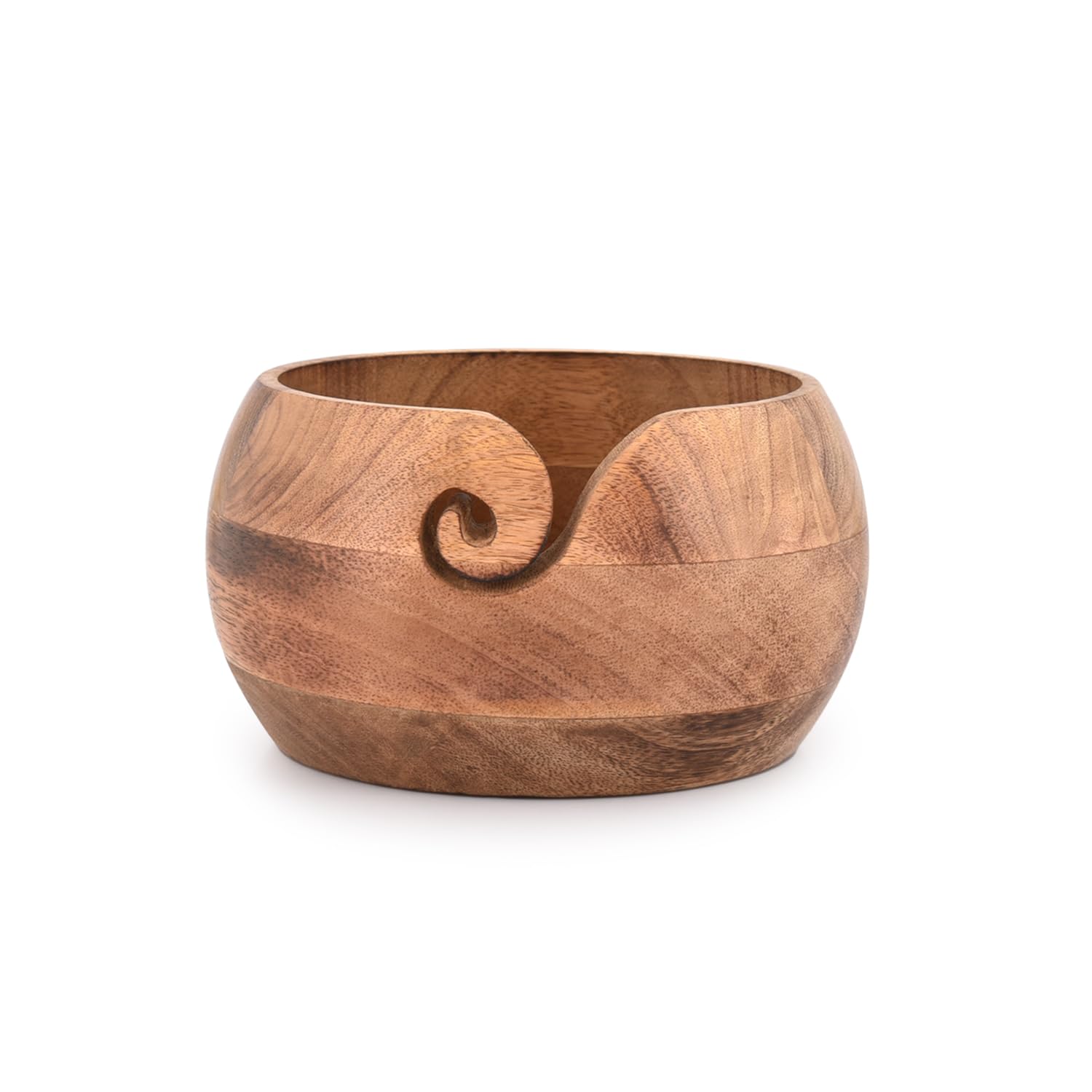 NIRMAN Wooden Yarn Bowl Portable Knitting Yarn Bowl Christmas Gifts for Women Knitting Crochet Knit Picker Yarn Bowl (7" x 7" x 4'')