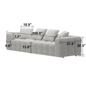 FAMAPY Cloud Sofa Couch for Living Room, Bubble Sofa Couch Upholstered Modern Contemporary Couch, Solid Wood Legs, White (100.8”W x 37.8”D x 20.5”H)